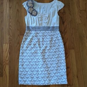 Anthropologie Satin and Embroidered Dress
